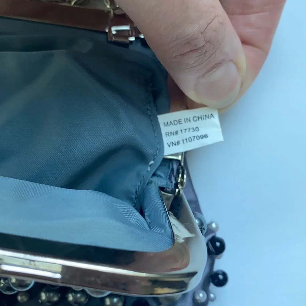 Vintage pearl beaded silver snap coin purse bag - Picture 5 of 5